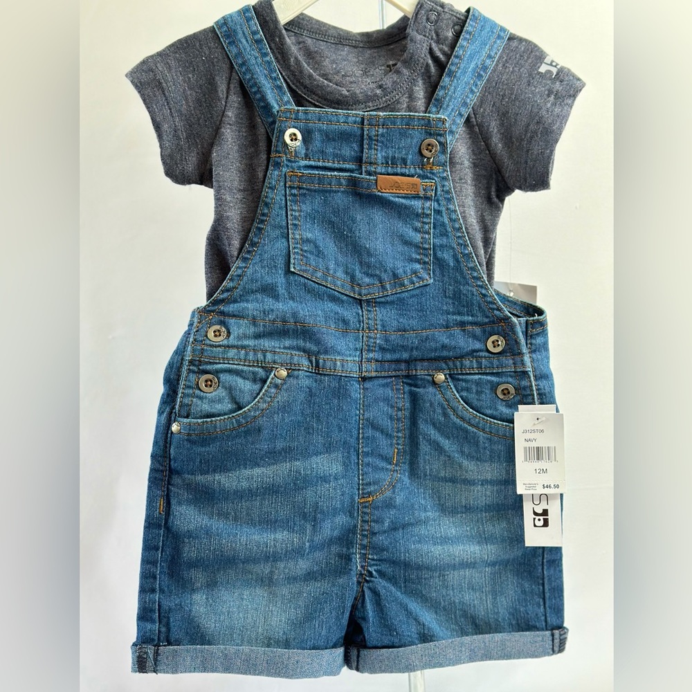 Toddler Girls 12 Month - Overall Shorts with Onsie - NWT